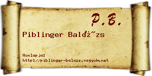 Piblinger Balázs névjegykártya